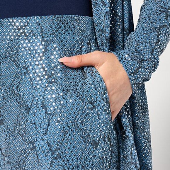 QVC Susan Graver Occasions Petite Metallic Knit Foil Print Wide Leg Pant Size 2x - Picture 4 of 5